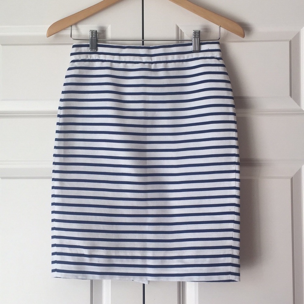 JCREW Factory Blue & White Stripe Pencil Skirt  00